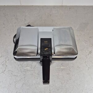 Villaware Krumkake Baker Model 3900 Chrome Floral Pattern Silver Kitchen